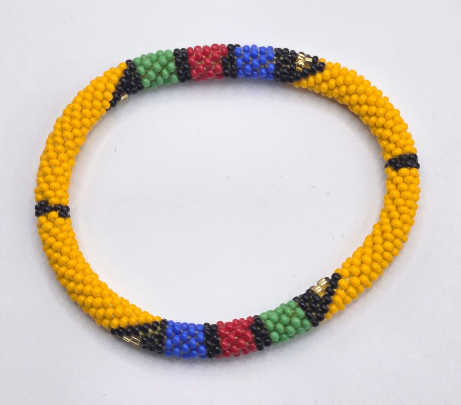 Set of 2 Handmade Glass Seed Bead Beaded Multi Color Stackable Crochet Bracelets