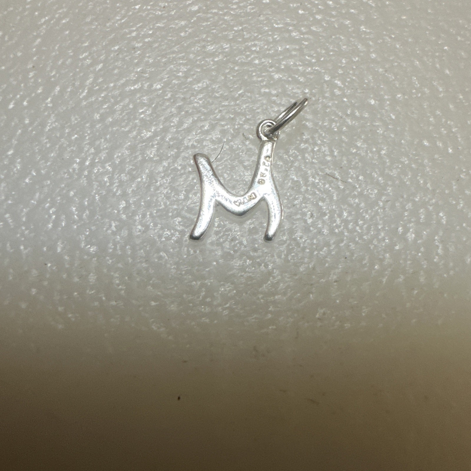 Tiny 925 Sterling Silver Letter M- Initial Script Cursive Alphabet Charm, 1/2”