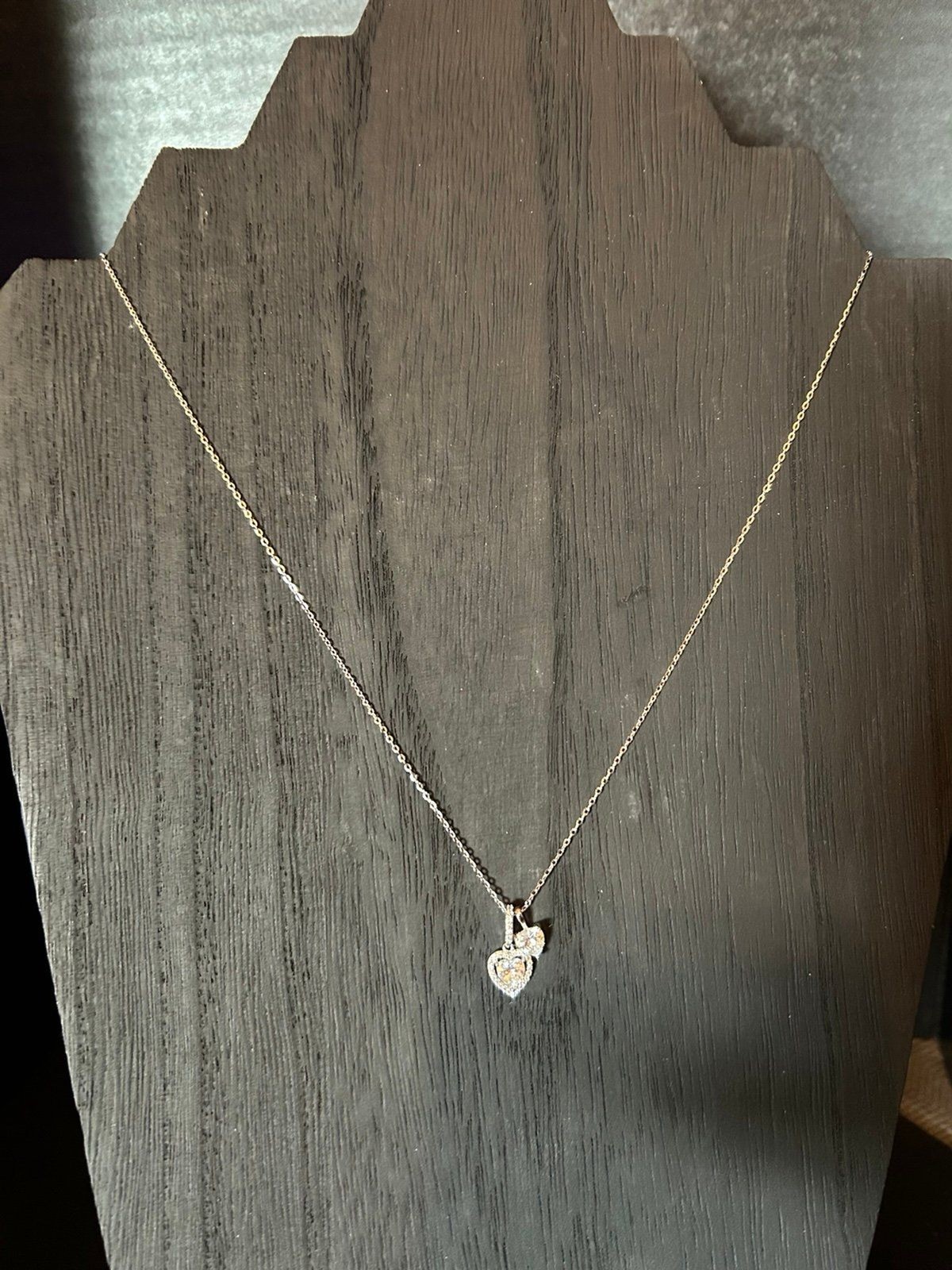 925 Sterling Silver Necklace with 2 Heart Pendants