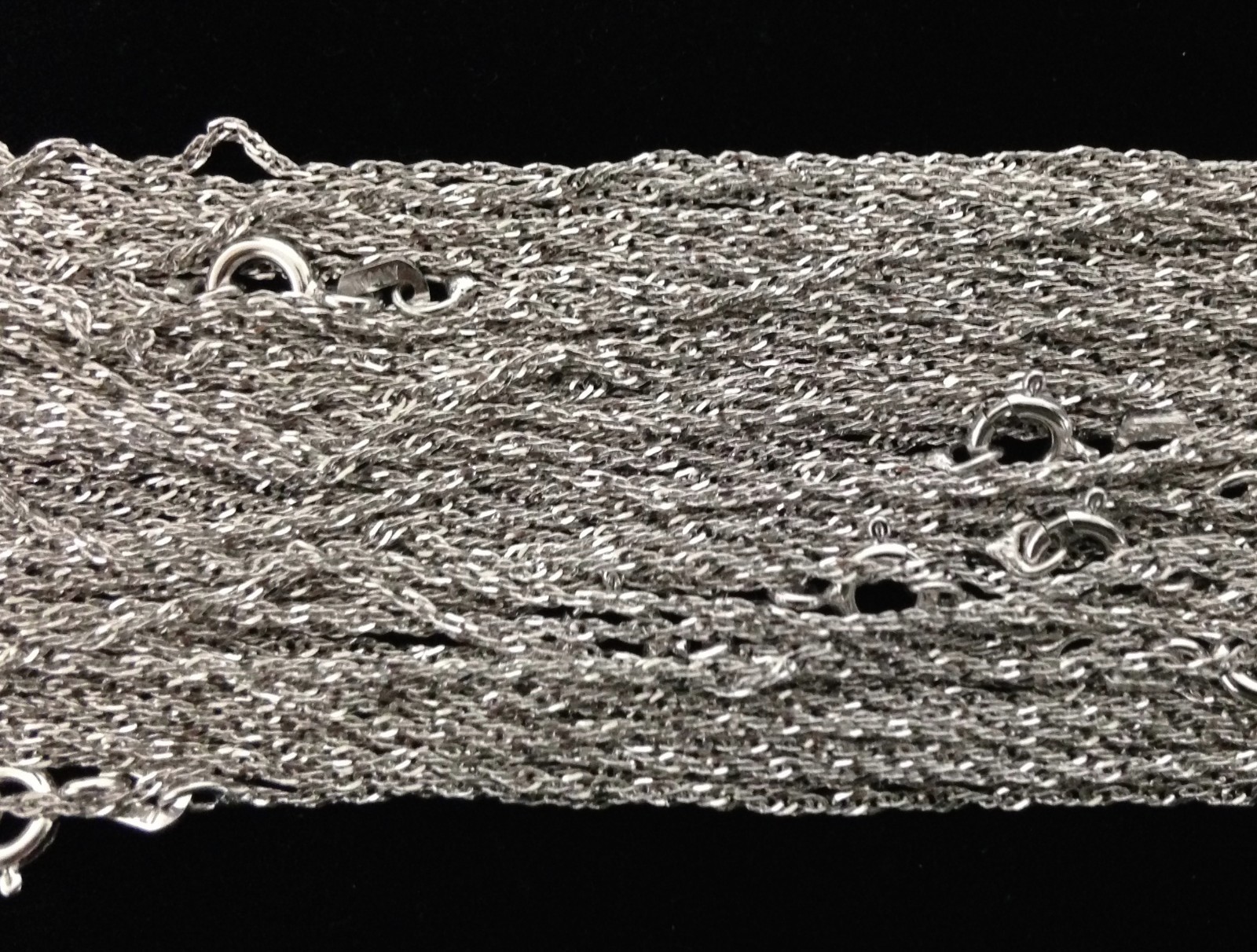 925 Sterling Silver RHODIUM Plated 1.0mm Singapore Chain Necklace ITALY 16″