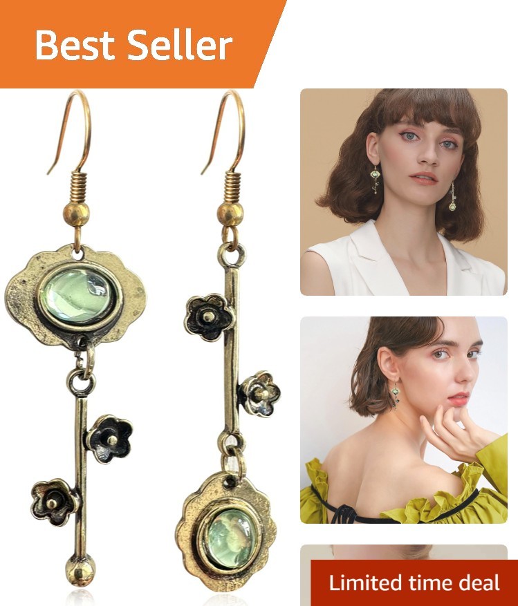 Asymmetrical Dangle Earrings – Handmade Vintage Silver Plum Blossom for Women