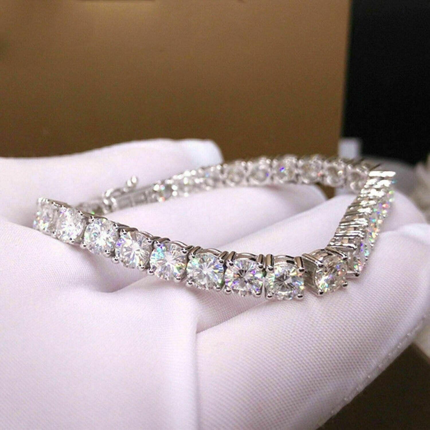 8Ct Round Cut Lab Created Diamond Tennis Bracelet Women’s 14K White Gold Finish