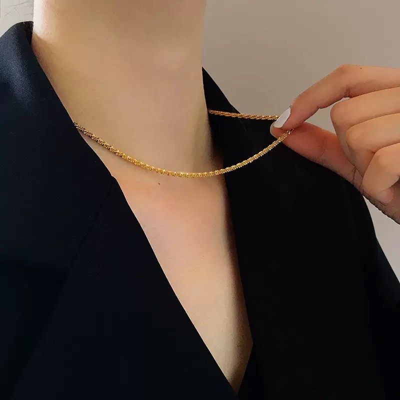 Sparkling Starry Necklace Titanium Steel 18K Gold Plated Chain Fashion Jewelry