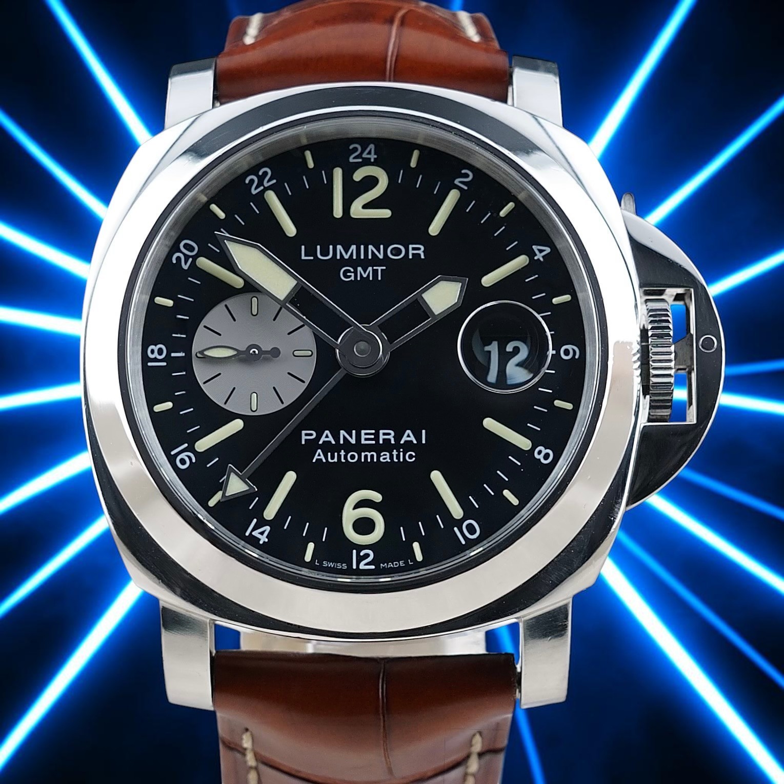 Panerai Luminor GMT PAM00088 – 44mm -Black Dial, FULL SET w/Card, 2 Extra straps