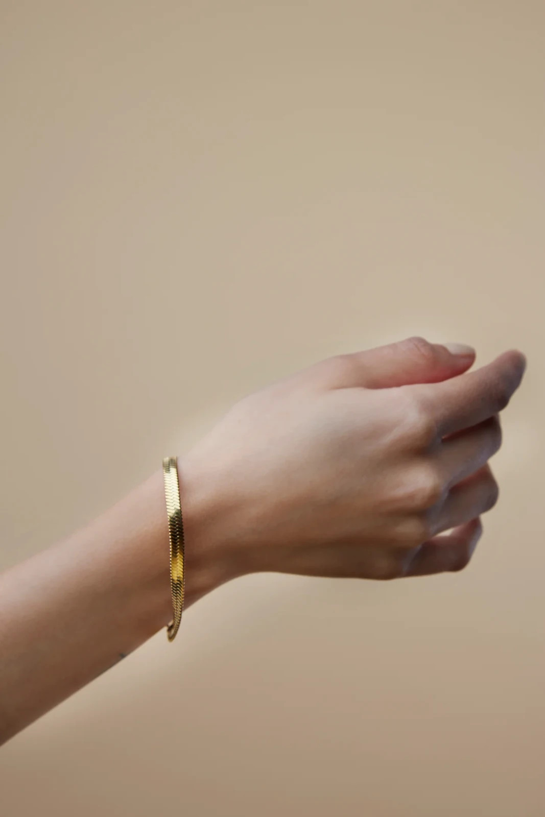 14K Gold Plated Herringbone Bracelet Set Womens Korea Classic