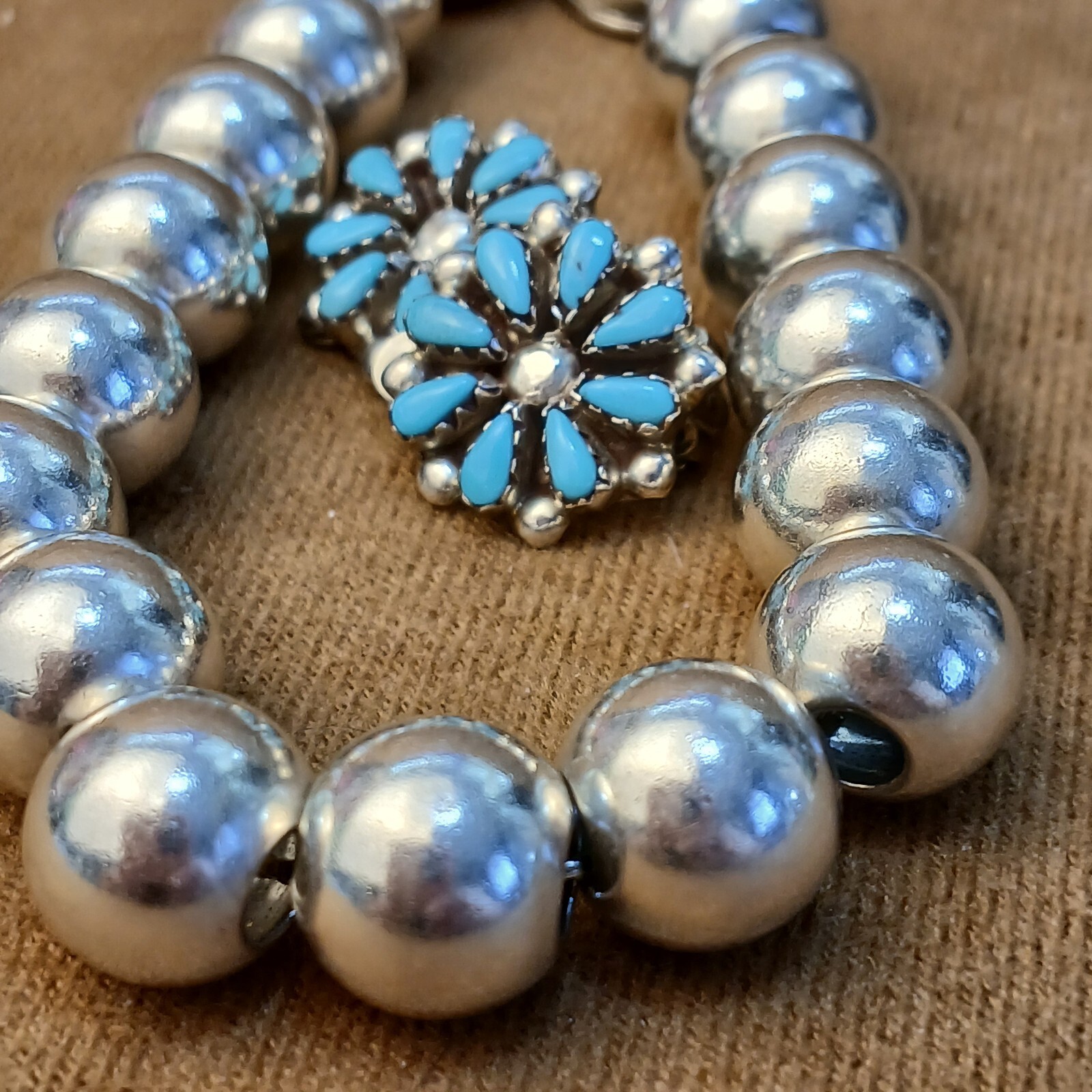 Sterling Silver 11mm Round Beads “Silver Pearls” Bracelet is 8″ Inches Long