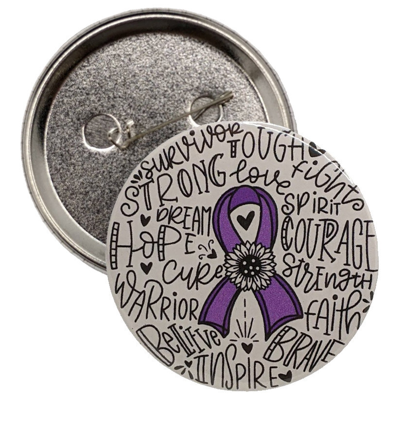 Set of 5 Purple Ribbon Domestic Abuse Awareness 2 1/4″ Pinback Support Pin