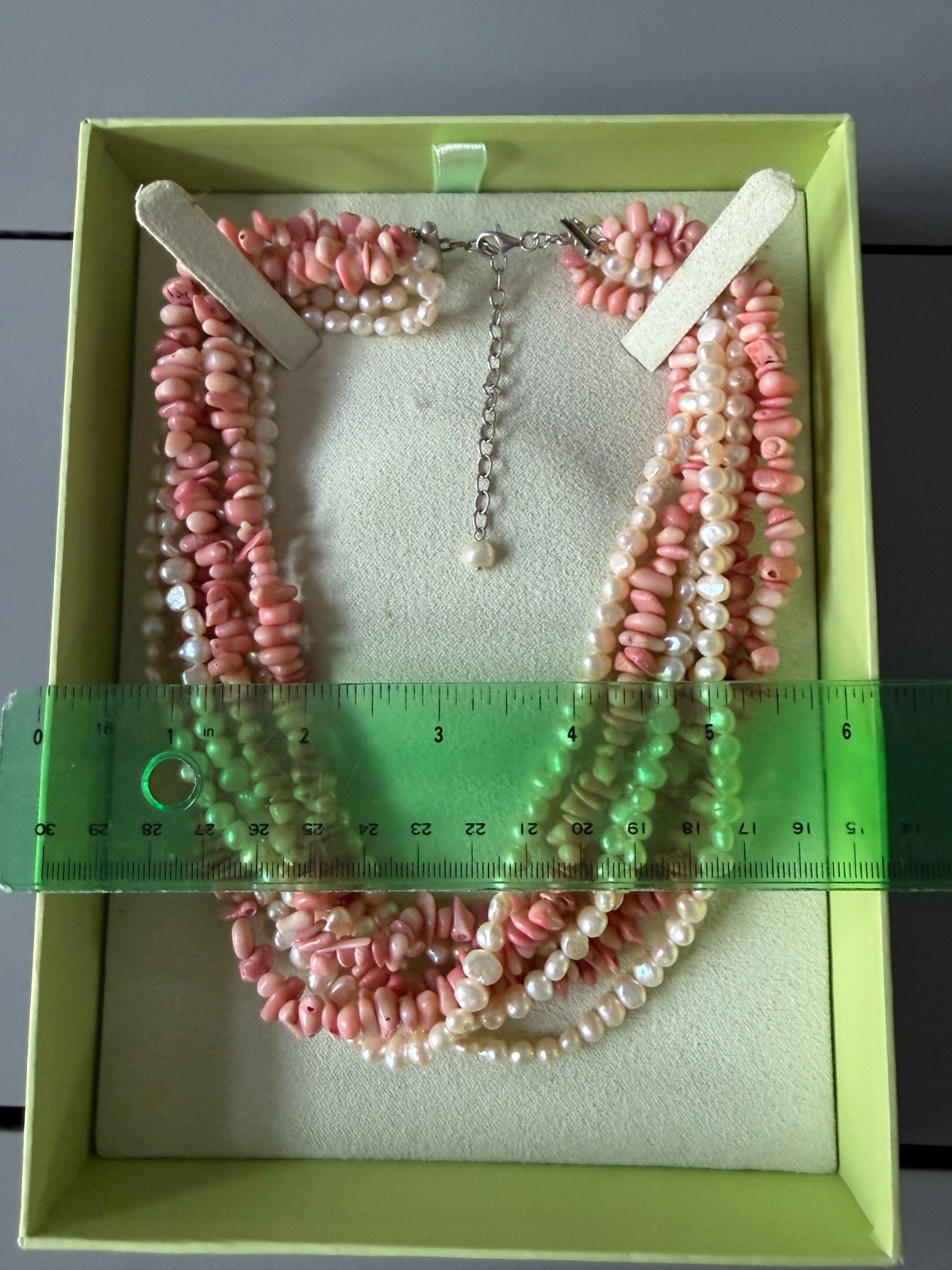 Ross Simons 7 Strand Necklace Bamboo Coral and Freshwater Pearls