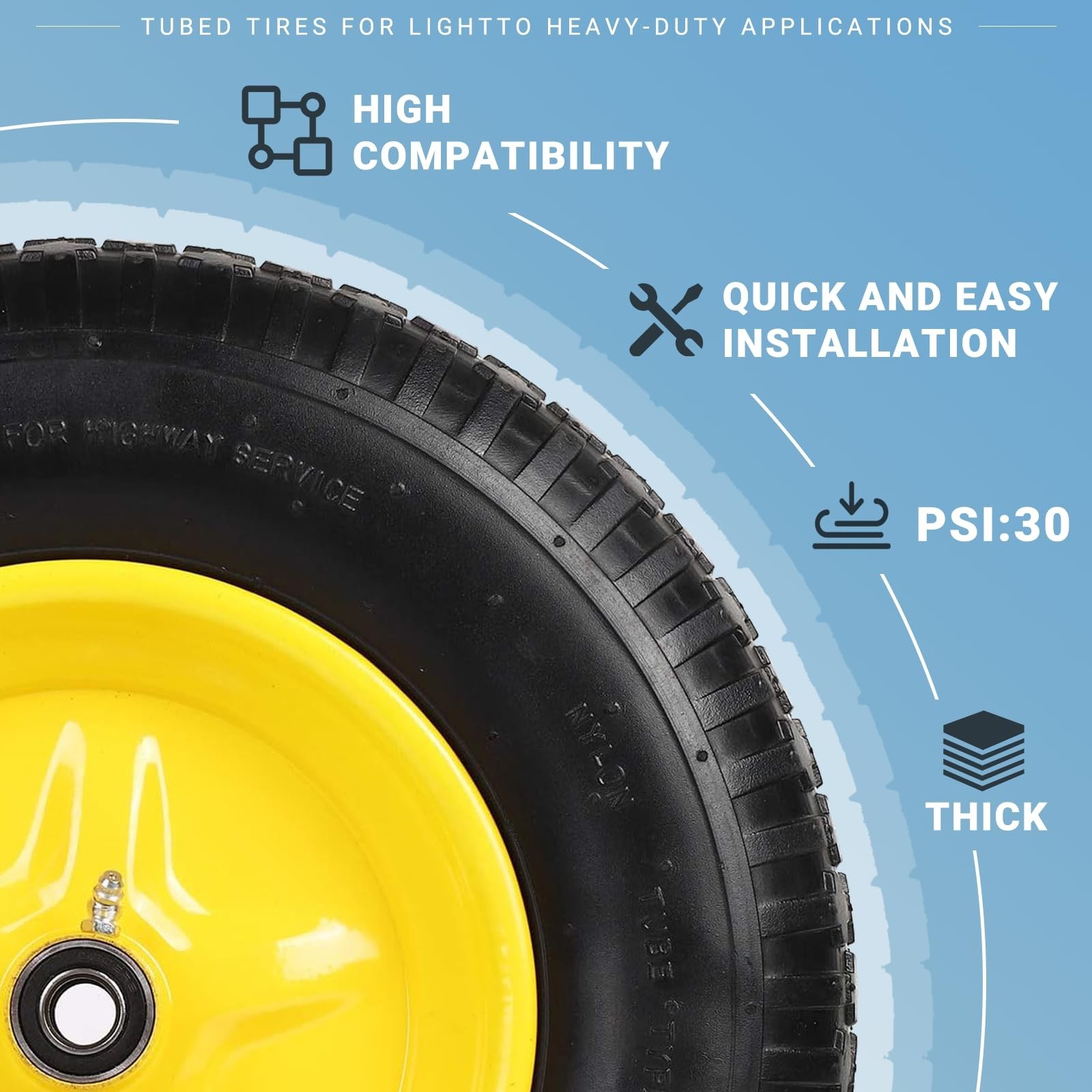 AR-PRO (2-PACK) 4.80/4.00-8″ Tire and Wheel, 16″ Pneumatic Tire Wheels with 3…