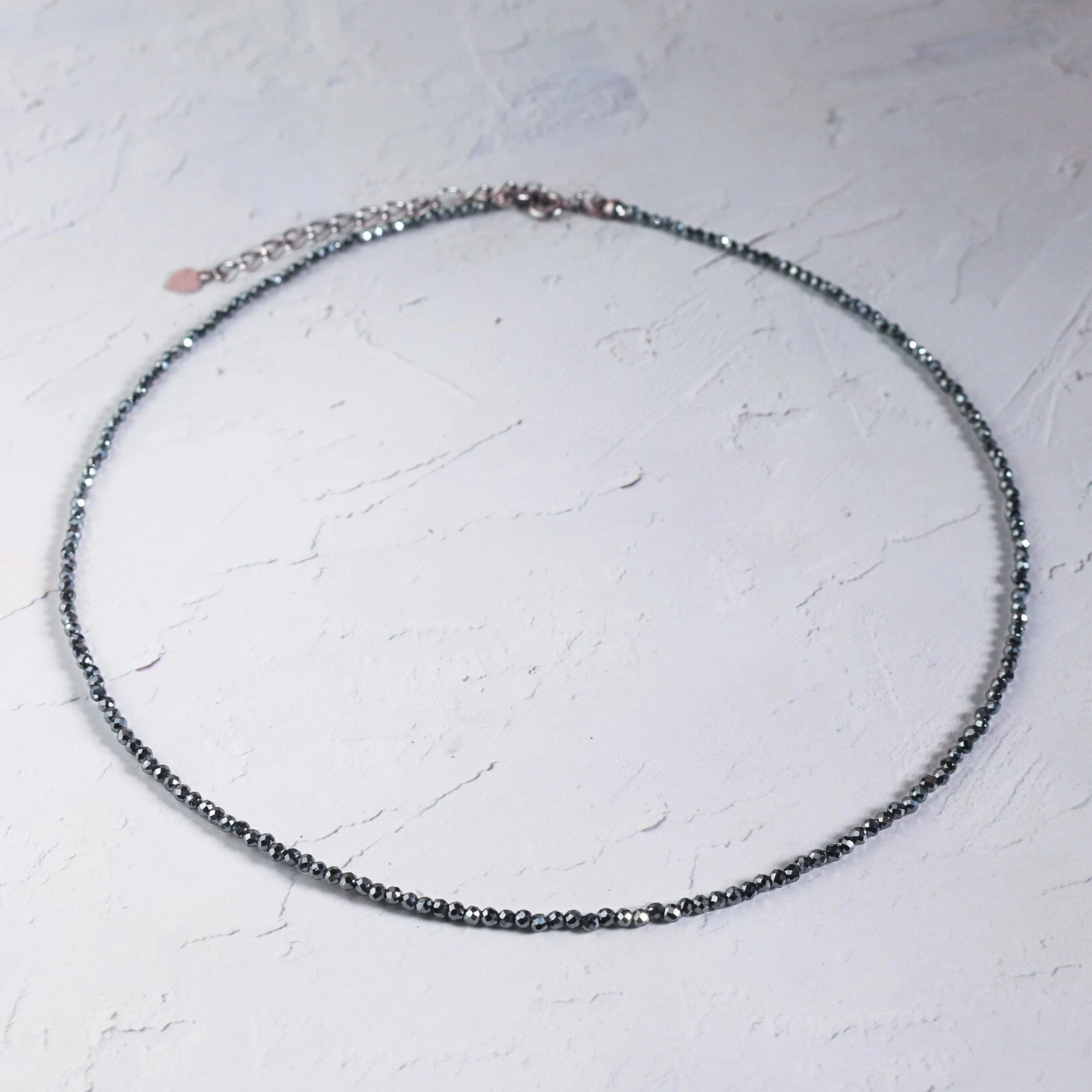 Hematite 2mm Beaded Dainty Boho Choker Women Healing Crystal Necklace Ideal Gift