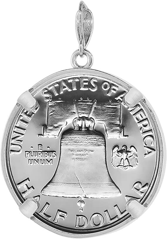 925 Sterling Silver Half Dollar Bezel 30 mm Coins Prong Back Round Edge 50 Cent