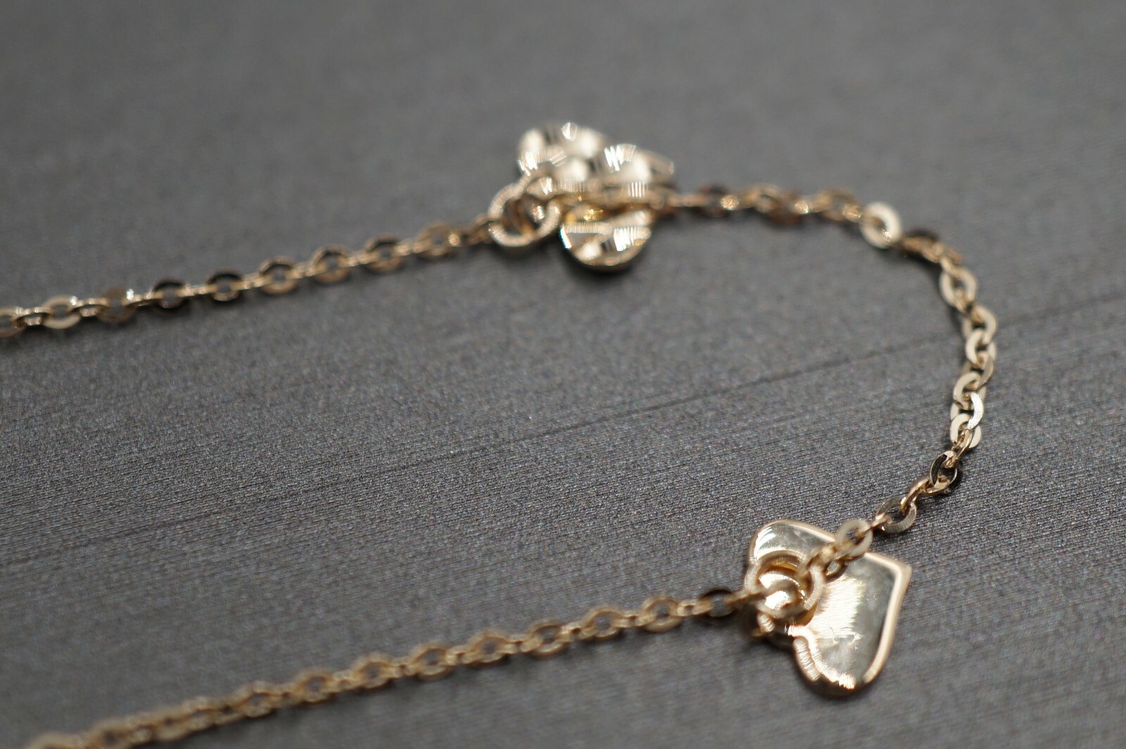 14K Solid Yellow Gold Light Fancy Diamond Cut Heart Charm Ankle Bracelet. 9″+1″
