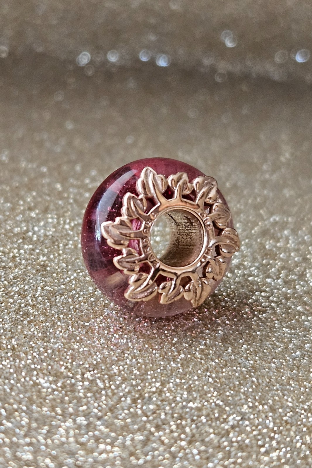 Authentic Pandora Pink Leaf Gold Charm