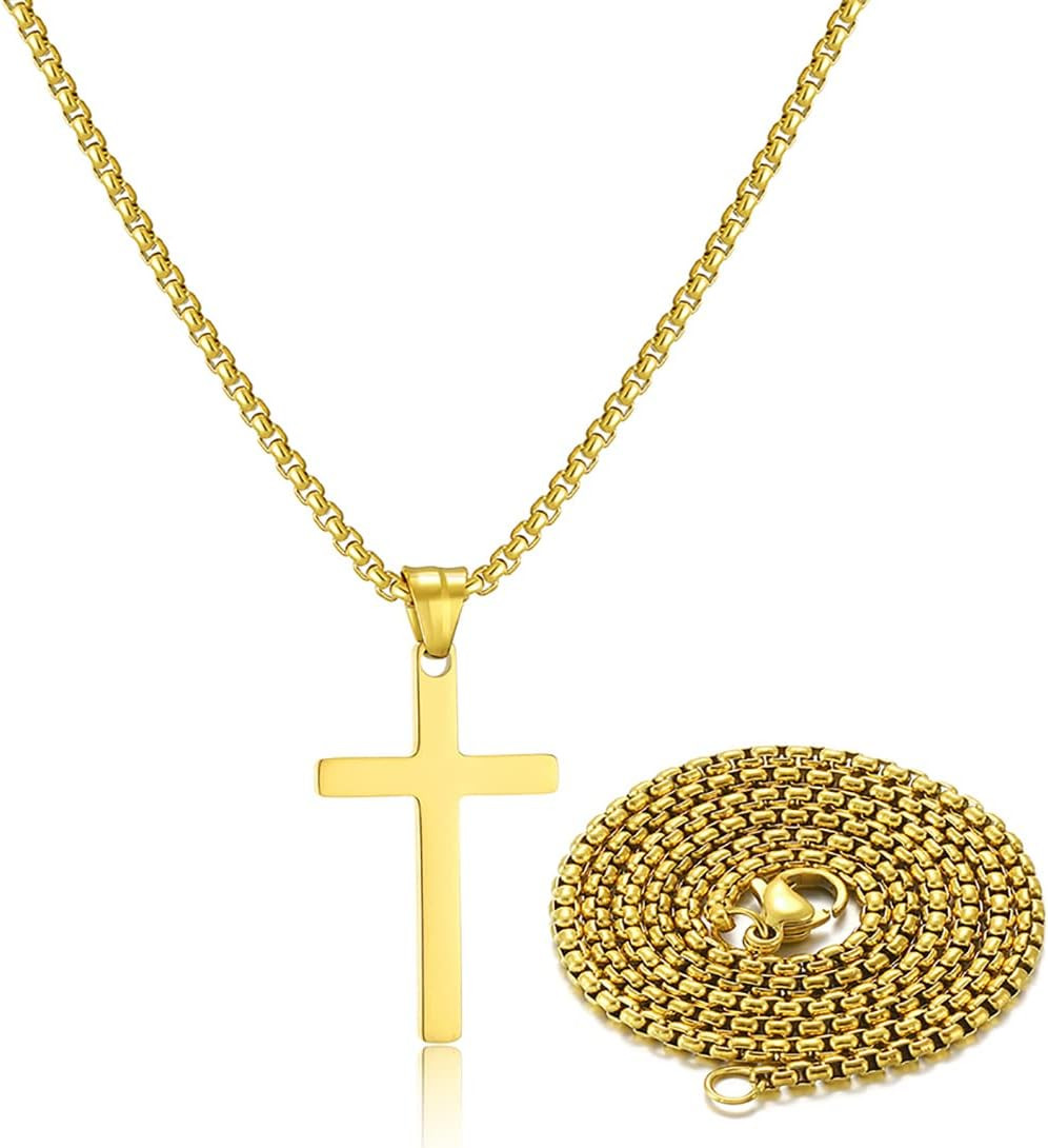 Stainless Steel Cross Necklace for Men Silver Cross Necklace for Boy Small Cross