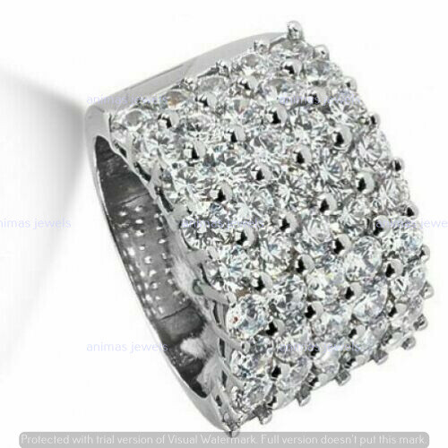 5 CT Round Moissanite Wedding Anniversary Band Ring Real 925 Sterling Silver
