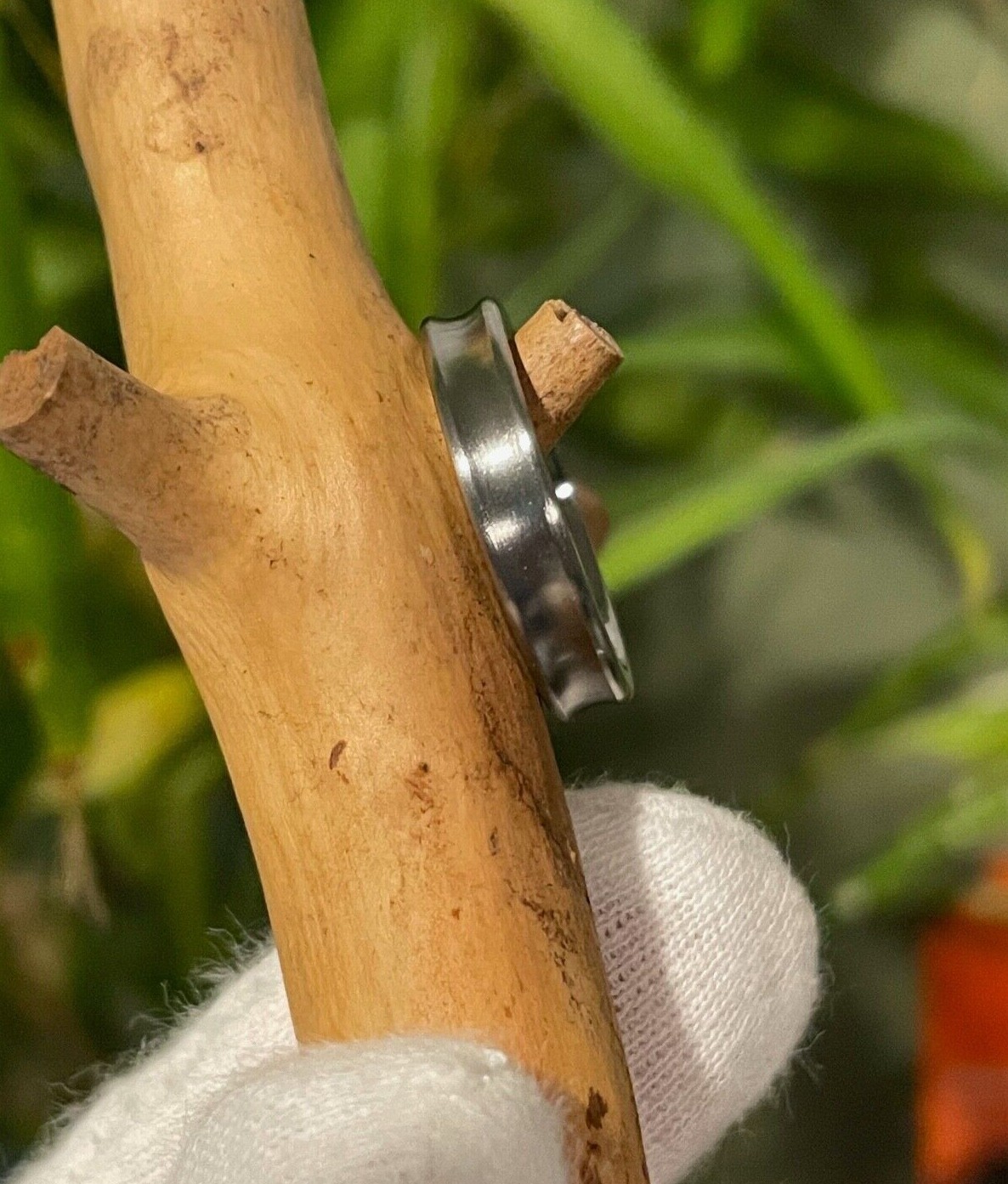 Everyday Wear Ring, Solid Titanium Band, Concave Cut, 4mm Width
