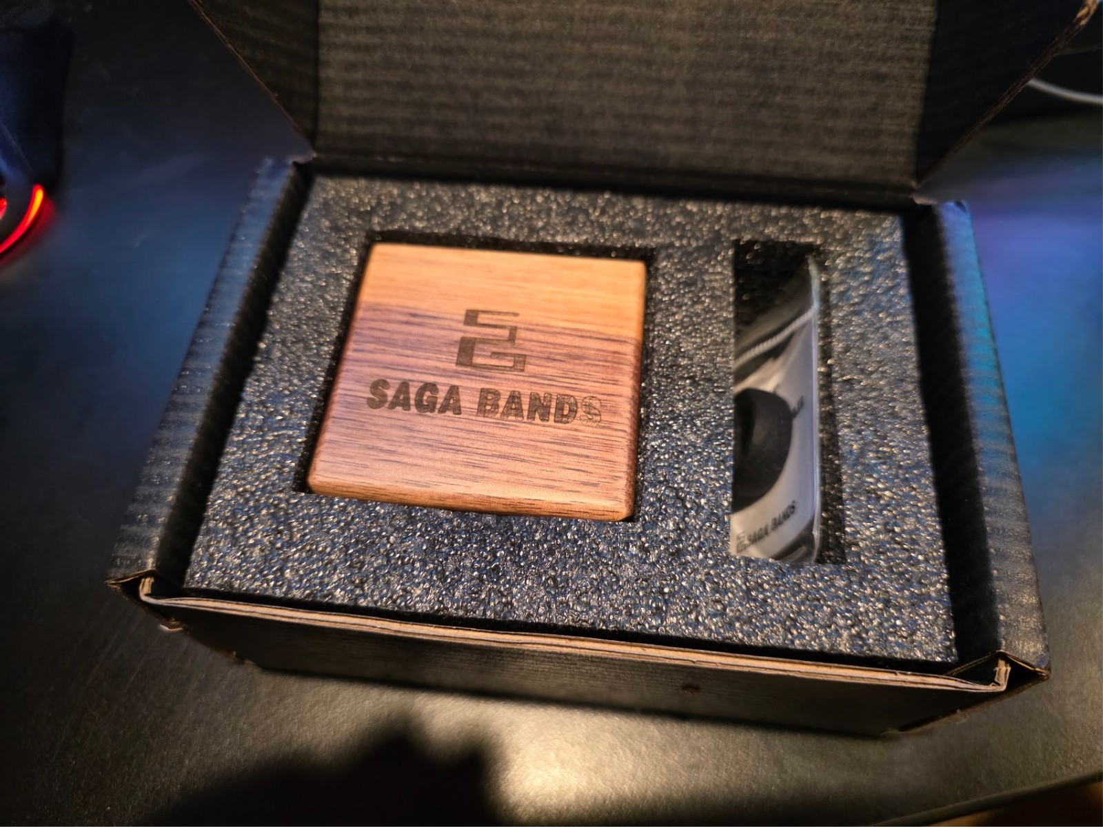 Saga Bands, The Sargent, Gold Accent Tungsten Carbide Ring for Men 8mm