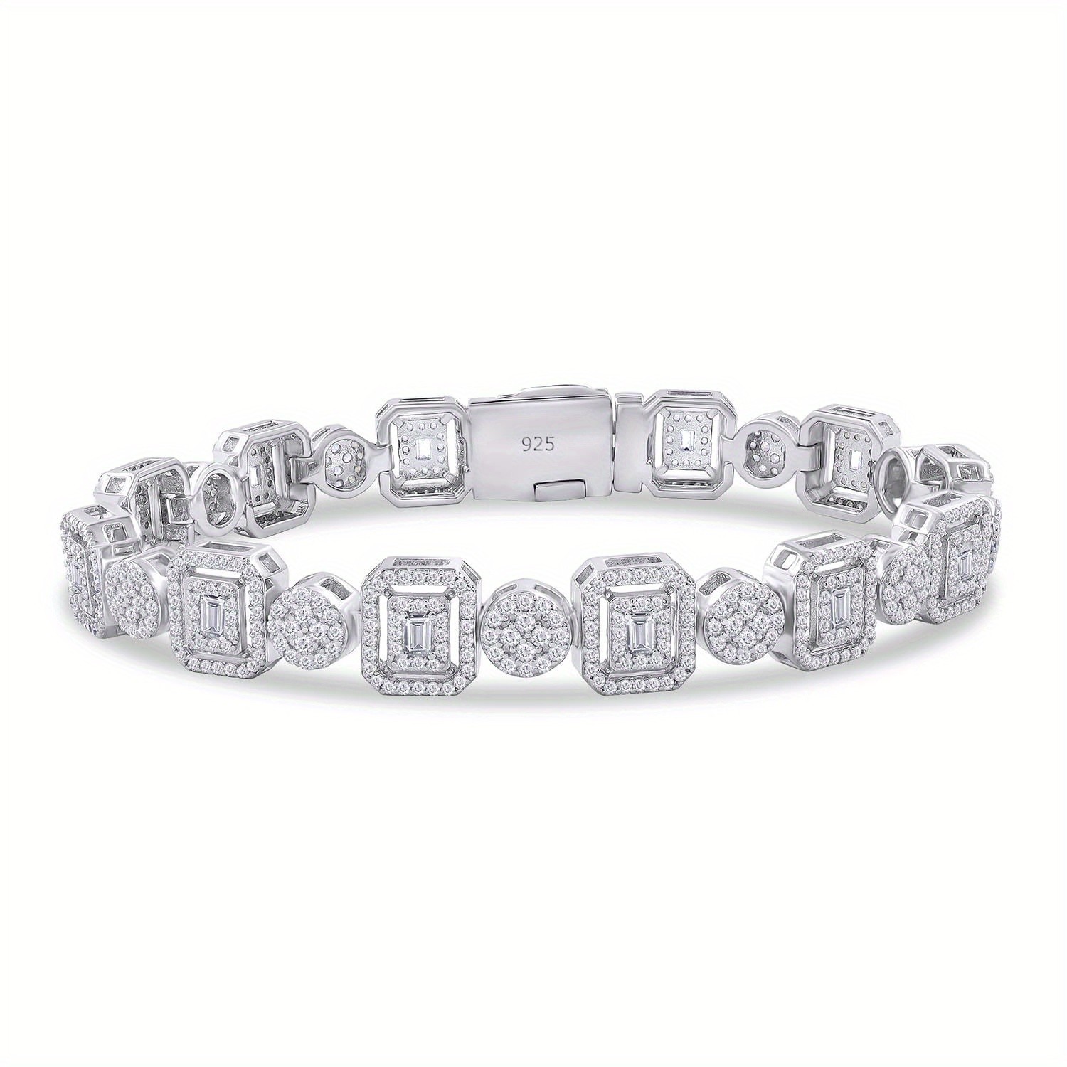 6.5in Moissanite Tennis Bracelet 925 Sterling Silver Halo Design