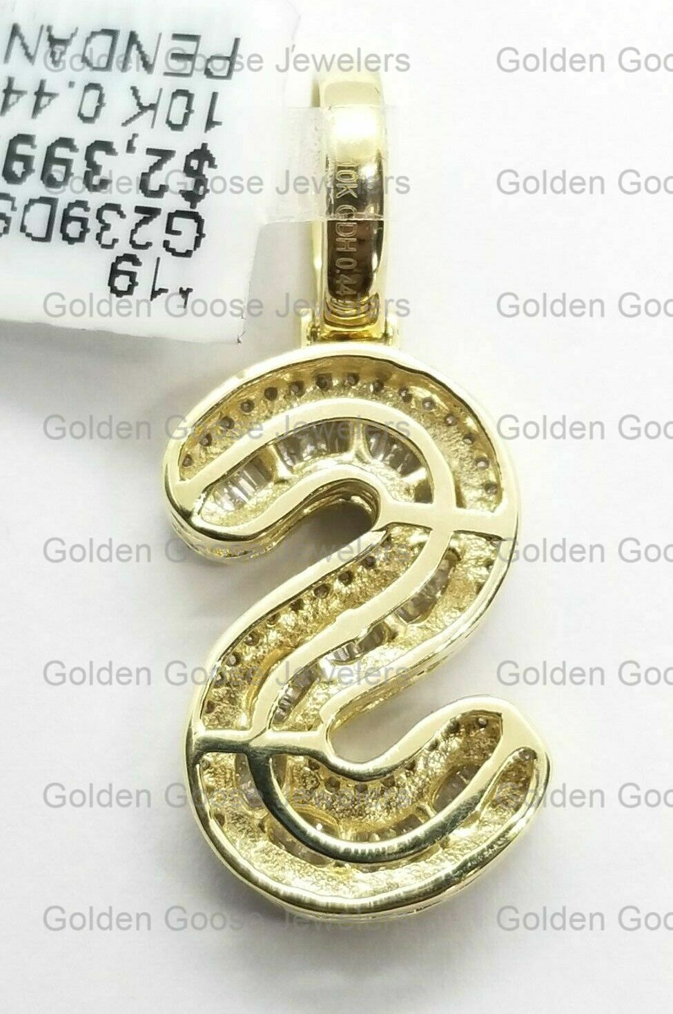 Clearance Yellow Gold Baguette Diamonds Initial Alphabet Letter S Pendant Charm