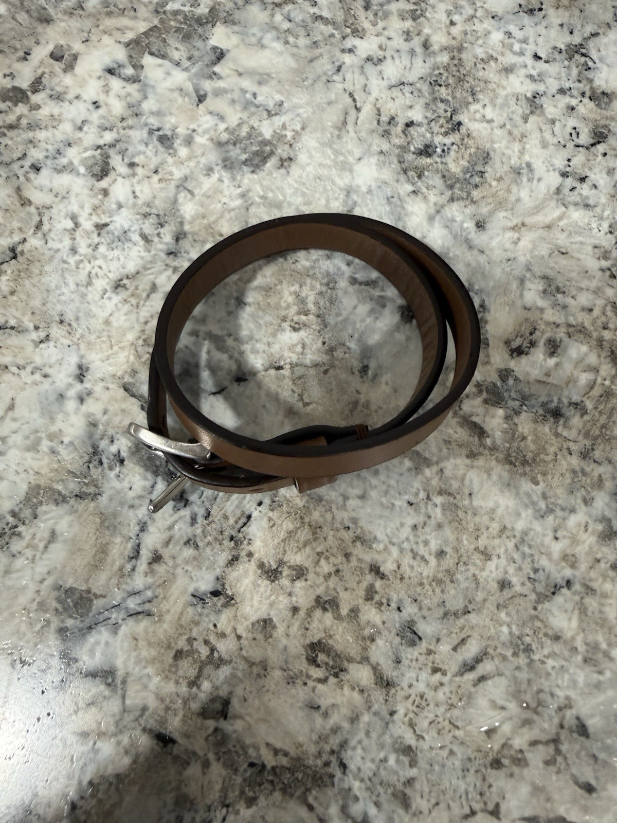 COACH Brown Leather Bracelet Silver Double Wrap Embossed $48