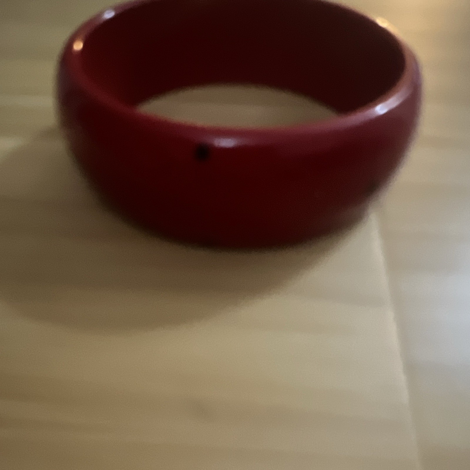 Red & Black Plastic Round Bangle Bracelet w/ Black Dots No Stone Jewelry