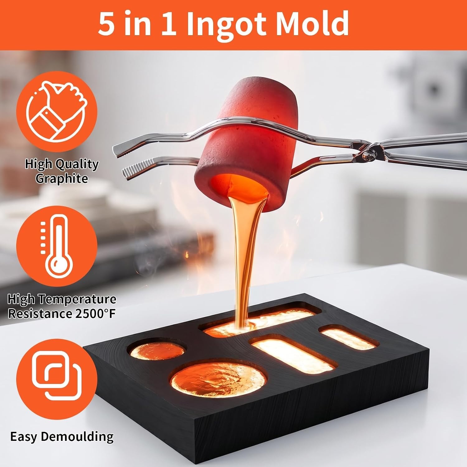 10-In-1 Metal Casting Kit for Beginners, Complete Graphite Crucible Set with Ing