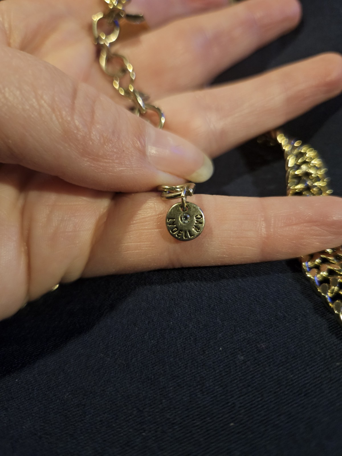 Lydell NYC Gold Tone with Small Dangling jewels Statement necklace