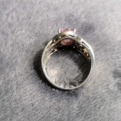 🌸4 Ct Light Cotton Candy Pink & White CZ ? 925 S/S Filigre Ring Sz 7 Marked BBJ