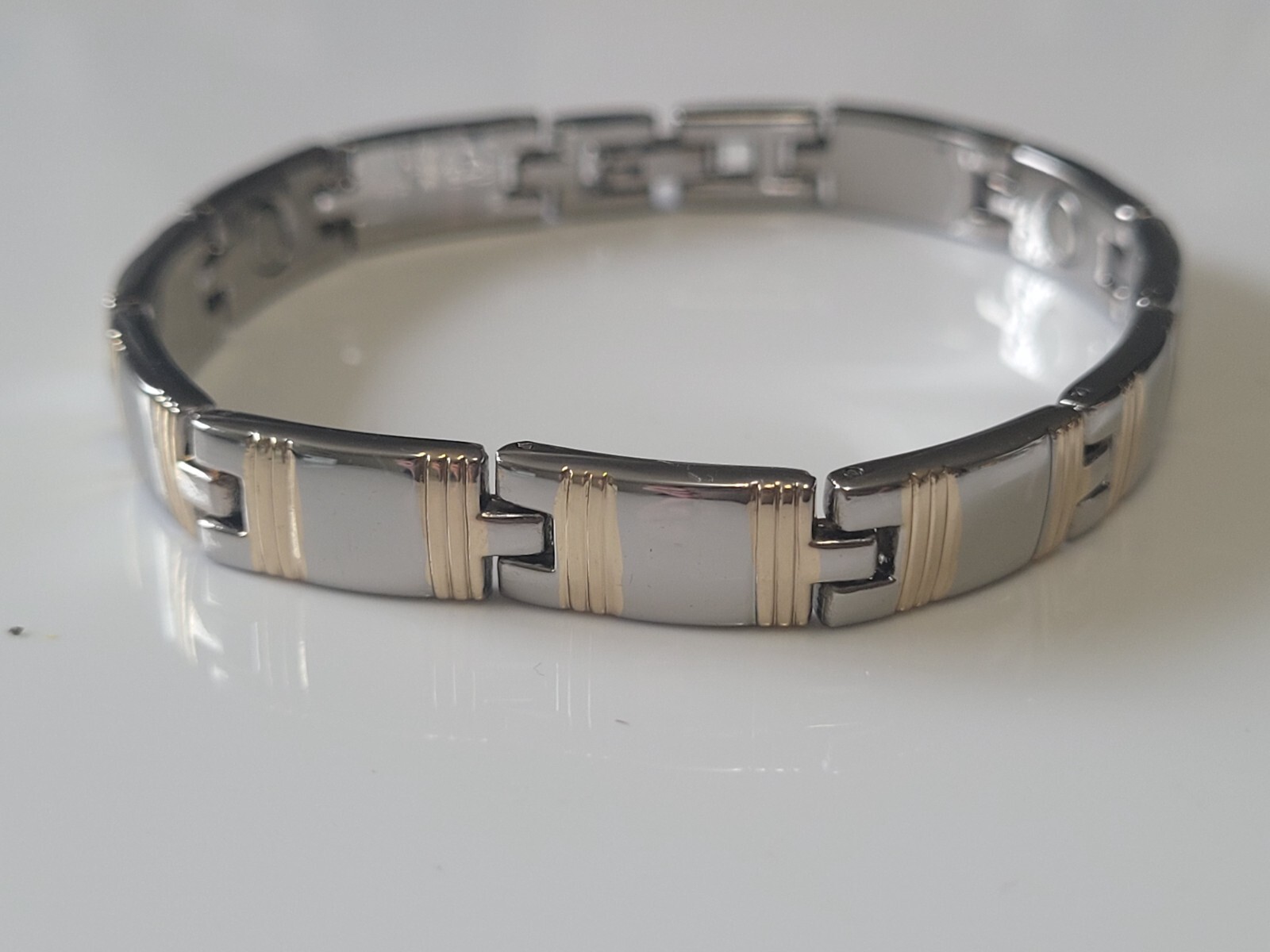 Silver & Gold Plated Magnetic Link Bracelet – Two Tone Magnetic Bracelet Elegant