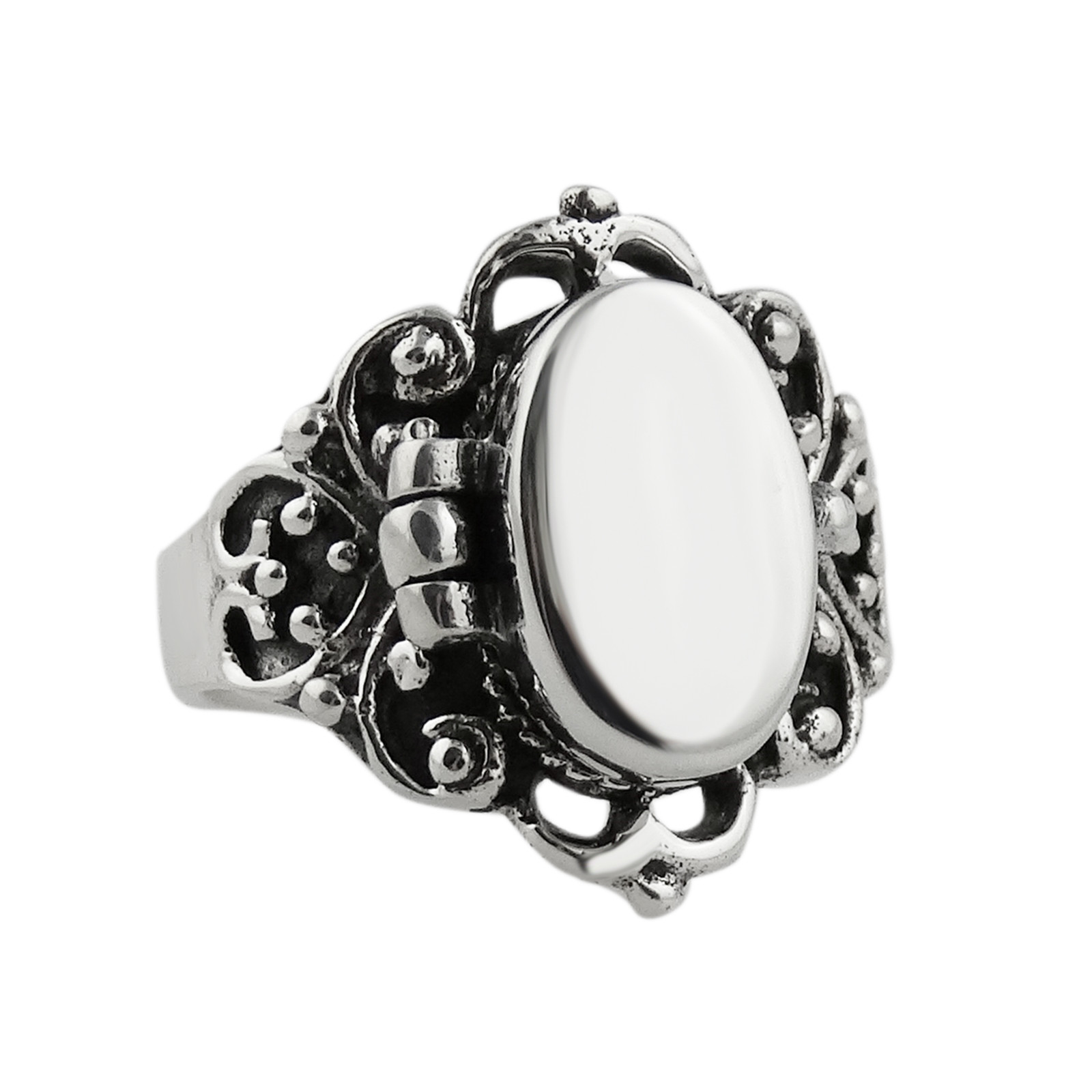 Victorian Scroll Poison Ring – 925 Sterling Silver, Sizes 6-10, Pillbox Ring NEW
