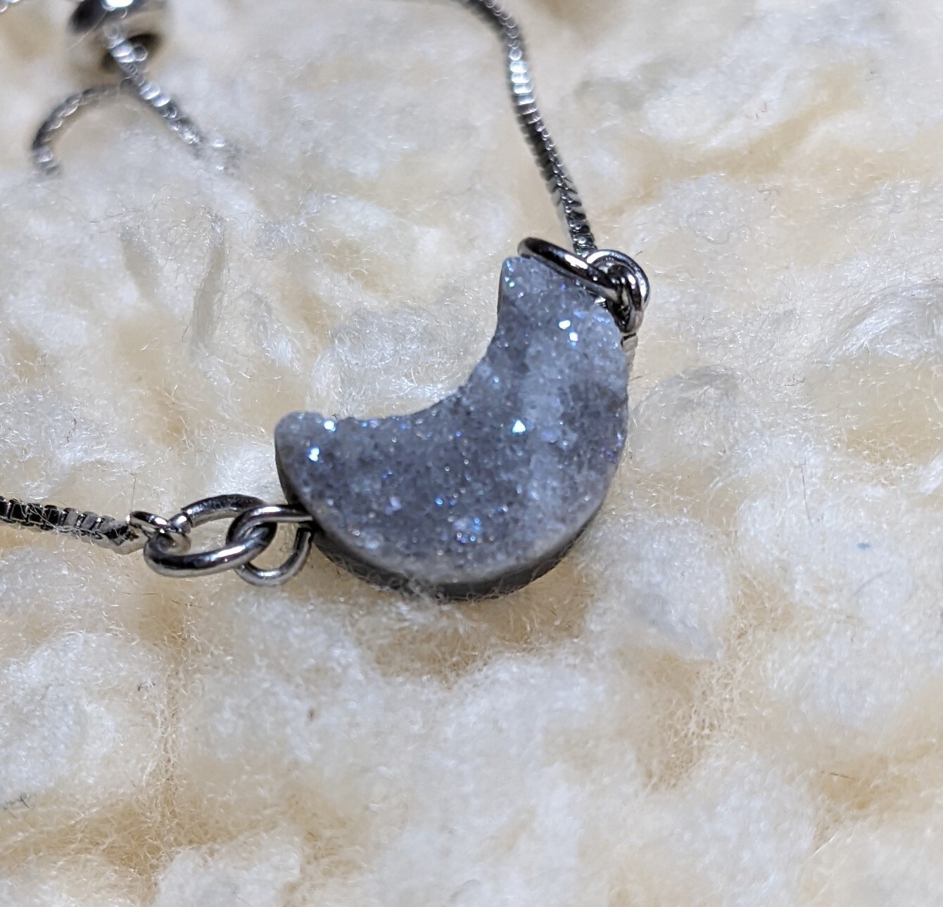 Bolo Bracelet Gray Moon Druzy Stone Silver Adjustable Bracelet Free Ship