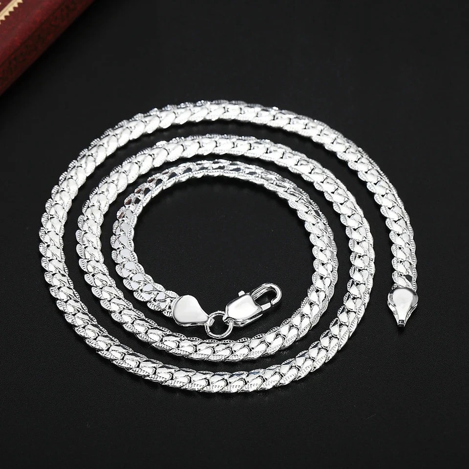 925 Sterling Solid Silver Chain Necklace Jewelry for Women Men Fashion Gift