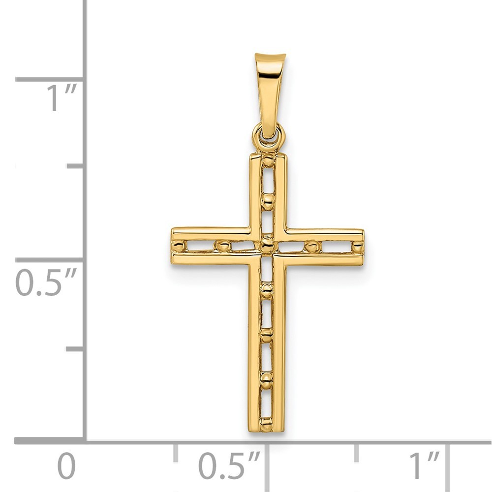 14K Yellow Gold Polished Solid Cross Pendant 0.55g Gift for Mother