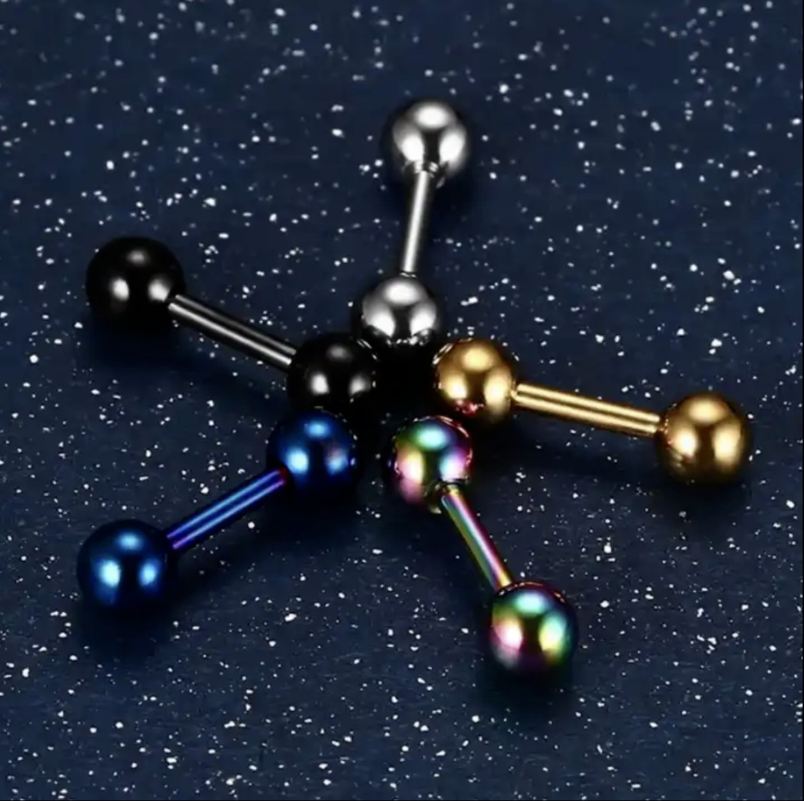 2Pcs Stainless Steel Ball Stud Barbell Earrings Screw Back Piercing Women Men