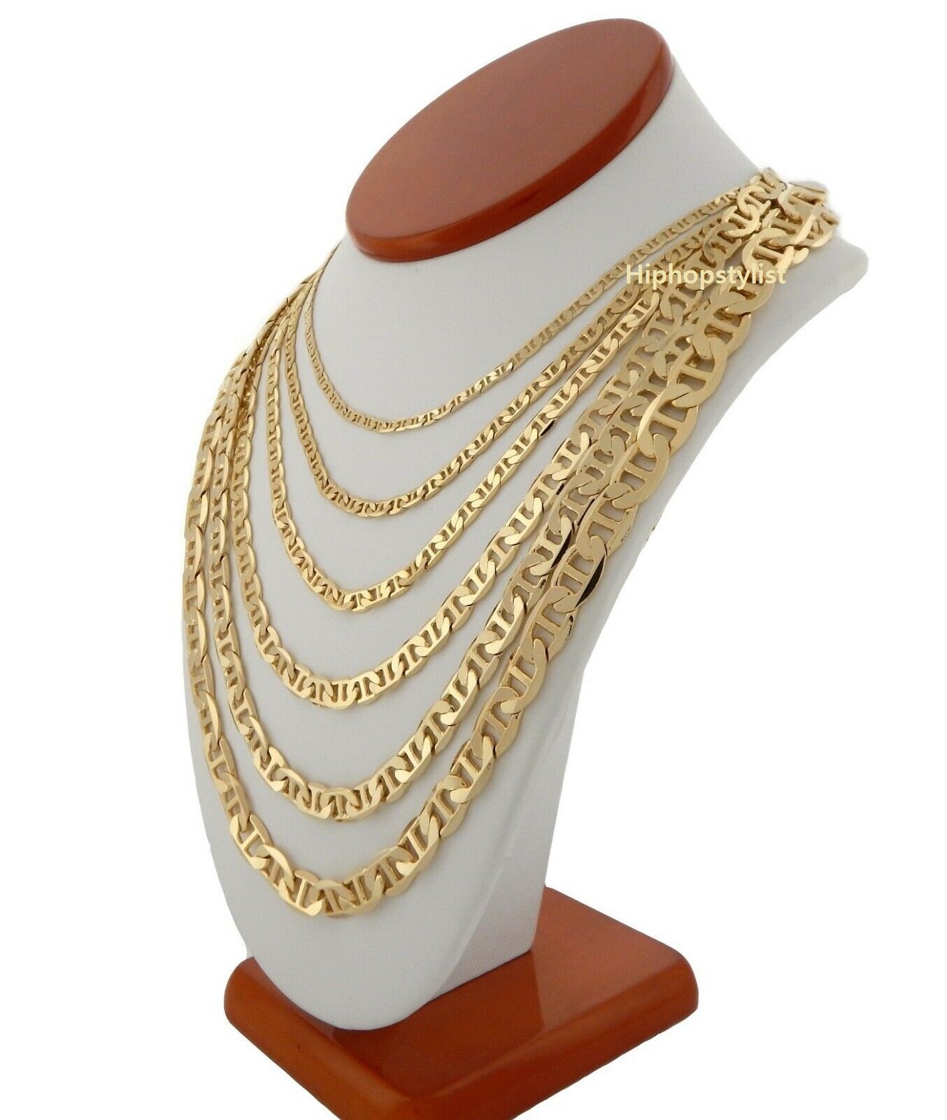 Mariner Anchor link Chain Necklace Bracelet 14k Gold Finish 3mm to 9mm wide