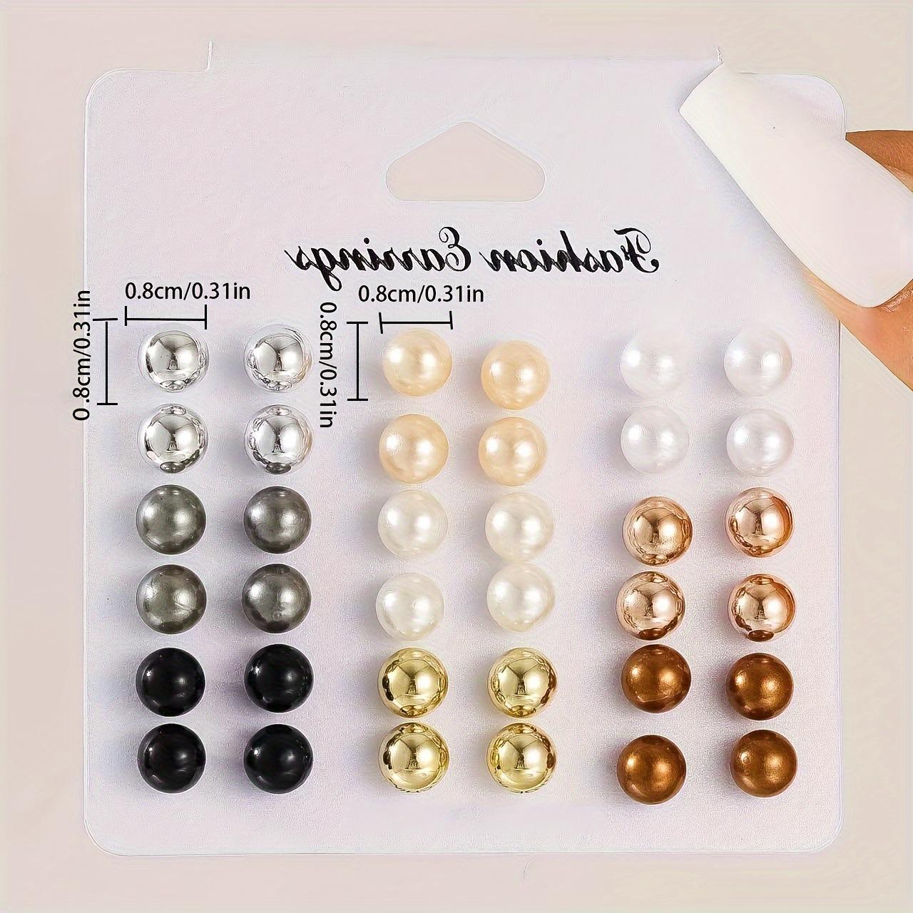 18 Pair Elegant Multi-color Imitation Pearl Stud Earrings Korean Jewelry Set New