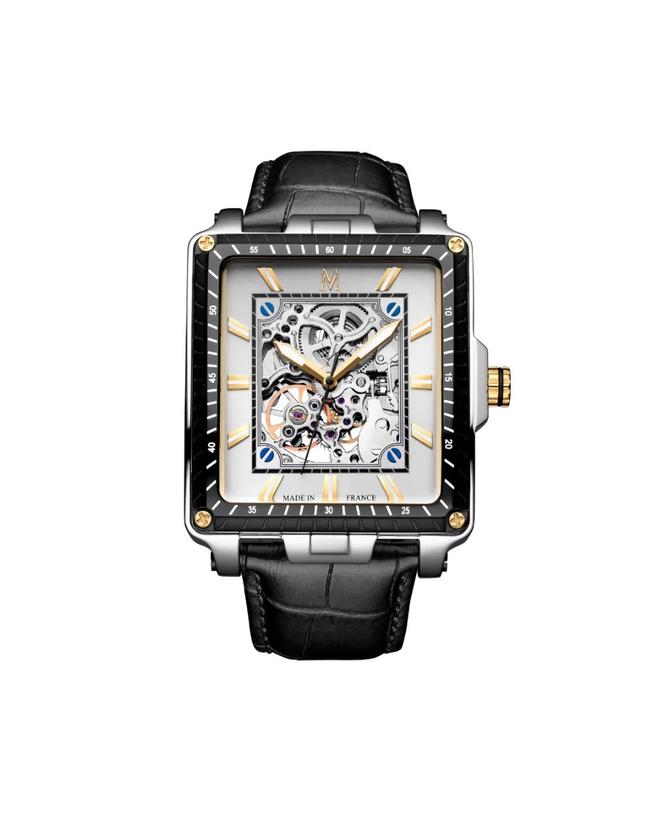 MONTIGNAC MOW904 Genuine Black Leather Automatic Men’s Watch