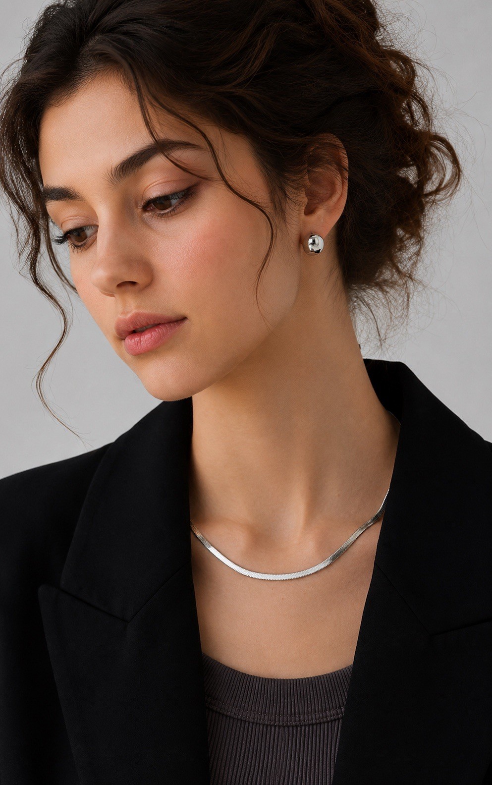 Gold or Silver Flat Herringbone Chain Choker Necklace 40cm + 4cm Extender