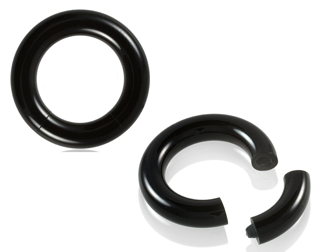 PAIR Black Acrylic Segment Rings Captive Bead CBR’s Lightweight Body Jewelry