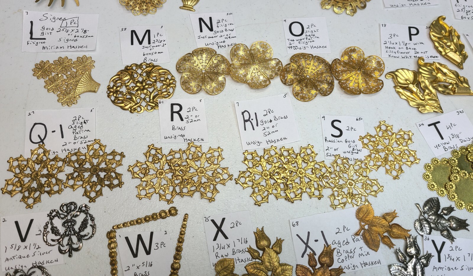 HUGE Lot #68 Vtg Miriam Haskell Large Flowers Jewelry Design Stampings Findings