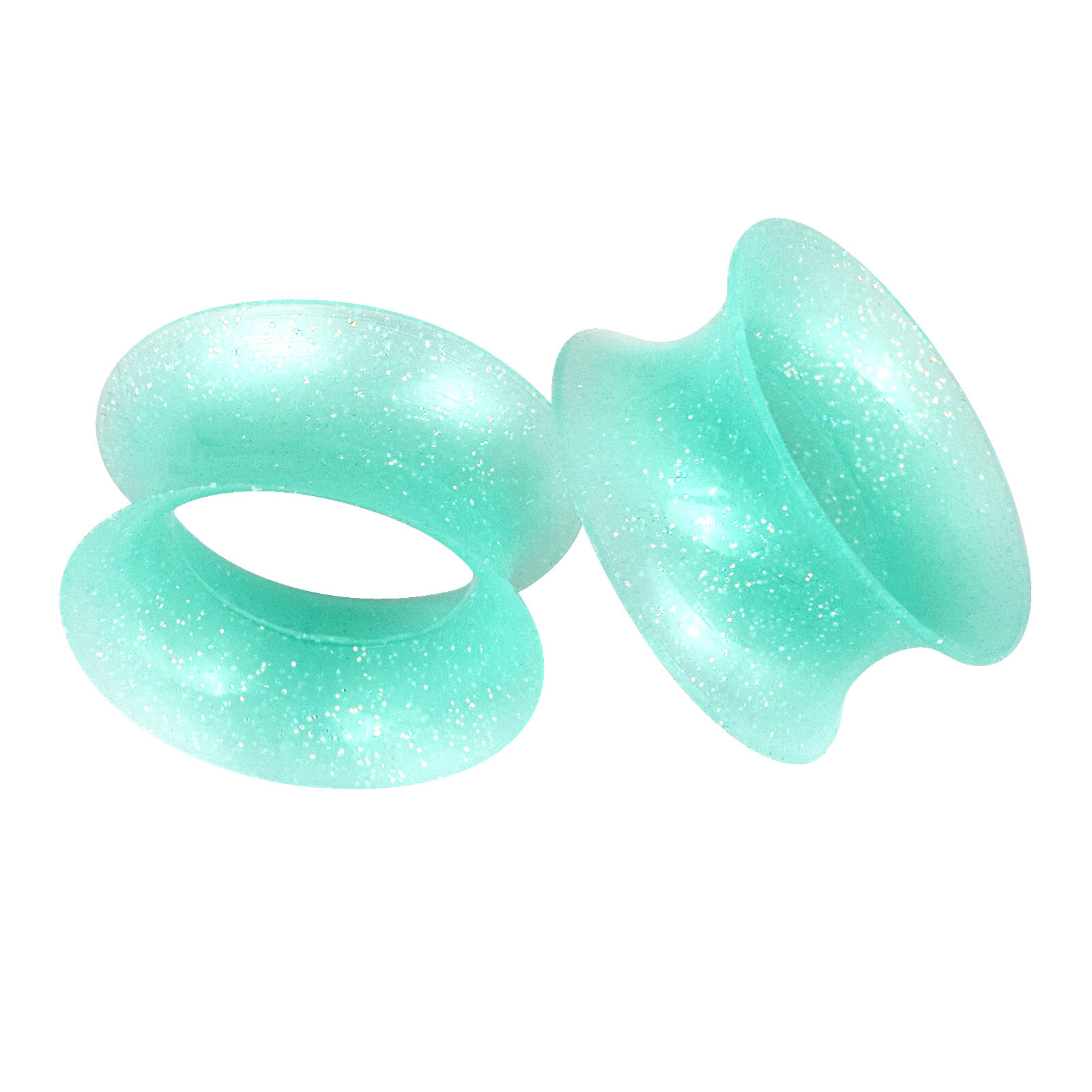 20Pcs Thin Silicone Ear Gauges Plugs Flexible Flesh Tunnels Gold Glitter 2g-3/4″