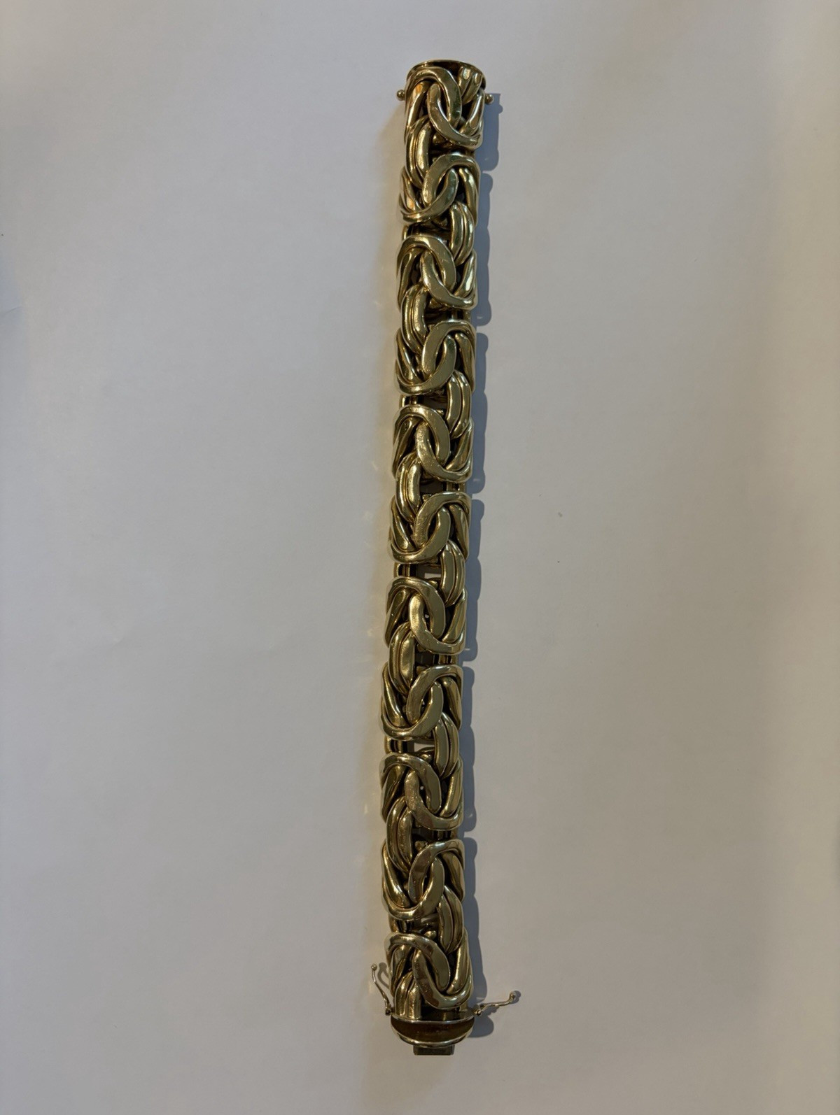 Italian 14k Byzantine Chain Link Bracelet, Metal, Box Clasp, 18in