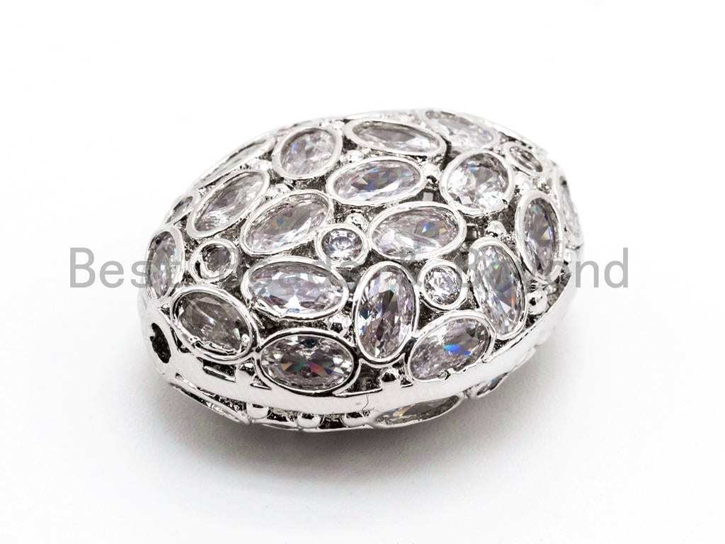 CZ Micro Pave Large Oval Spacer Beads, 25mm/18mm Jewelry Making, 1pc, sku#G303