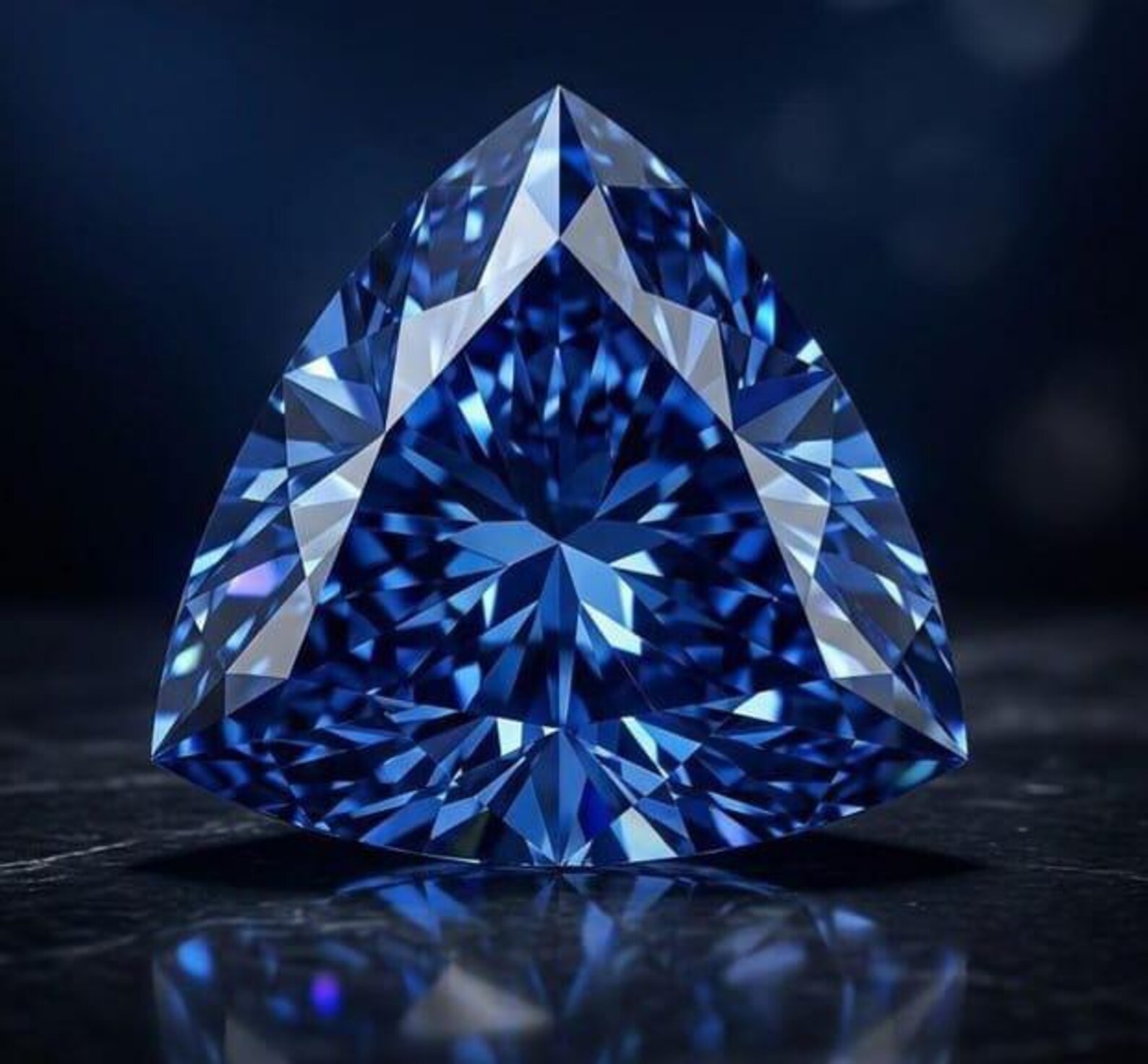 CERTIFIED 4.15 Ct Natural blue trillion Diamond LOOSE VVs/ 10 mm