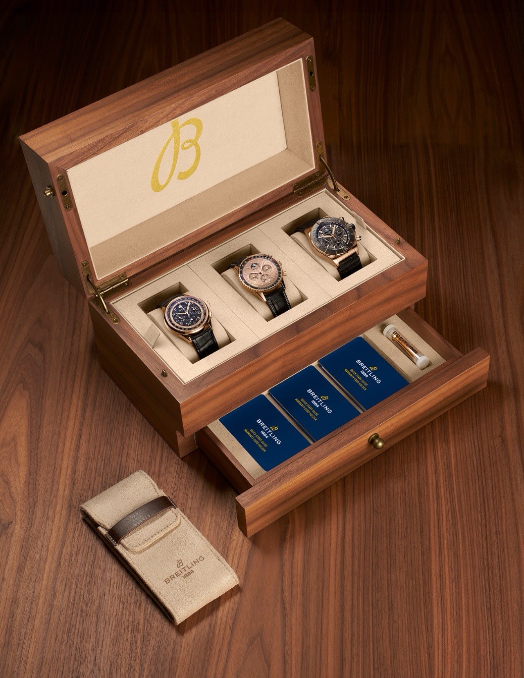 Breitling Collectors Box, 3 Watch Slot & Dror Below. 100% Authentic, Very Rare