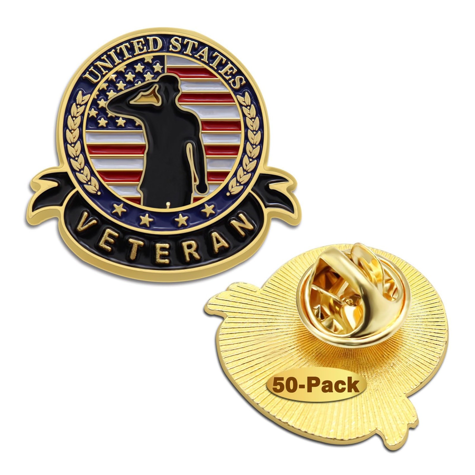 50 Pcs US Veteran Day Pins – Female/Male Soldier Patriotic American Flag Pins…