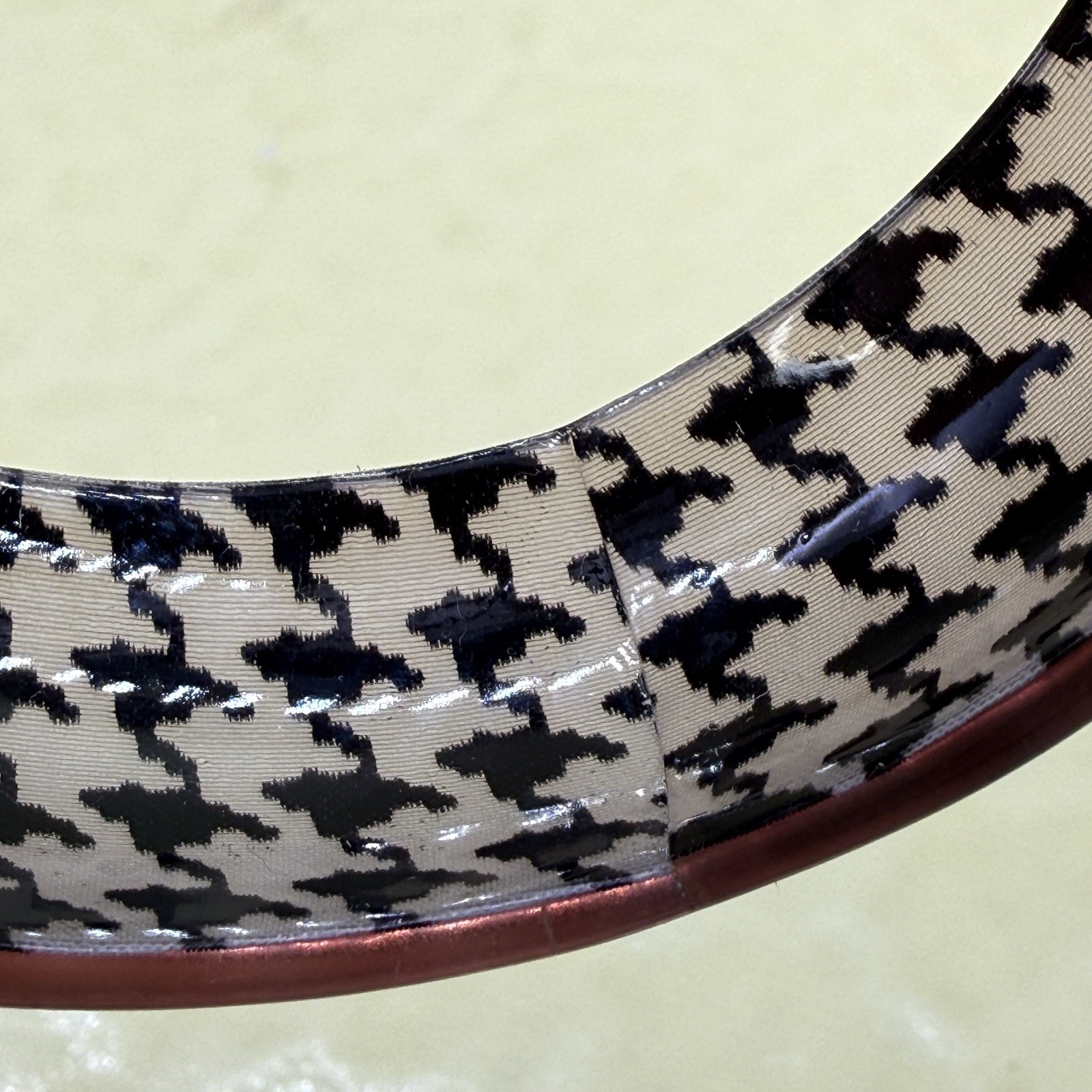 Houndstooth Acrylic Resin Bangle Bracelet Fabric Inlay? Retro Wide Bangle