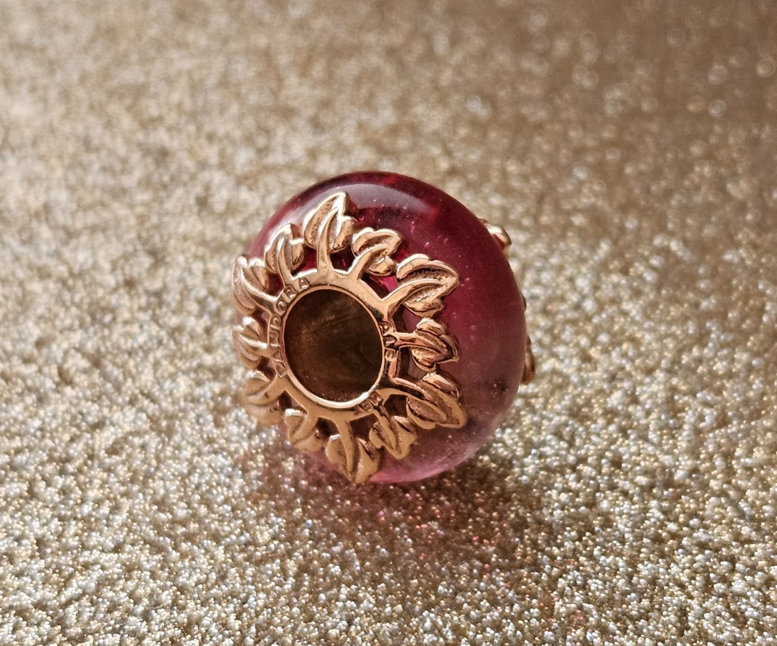 Authentic Pandora Pink Leaf Gold Charm