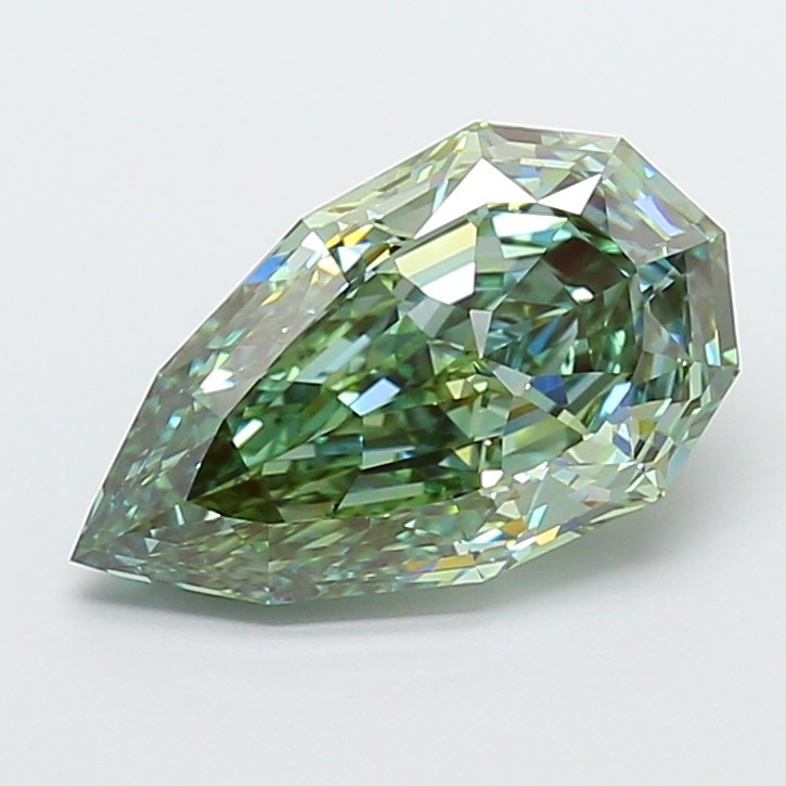 Unique Pear Shape Lab Grown Diamond (4.07ct Fancy Vivid Green VS1 Clarity)