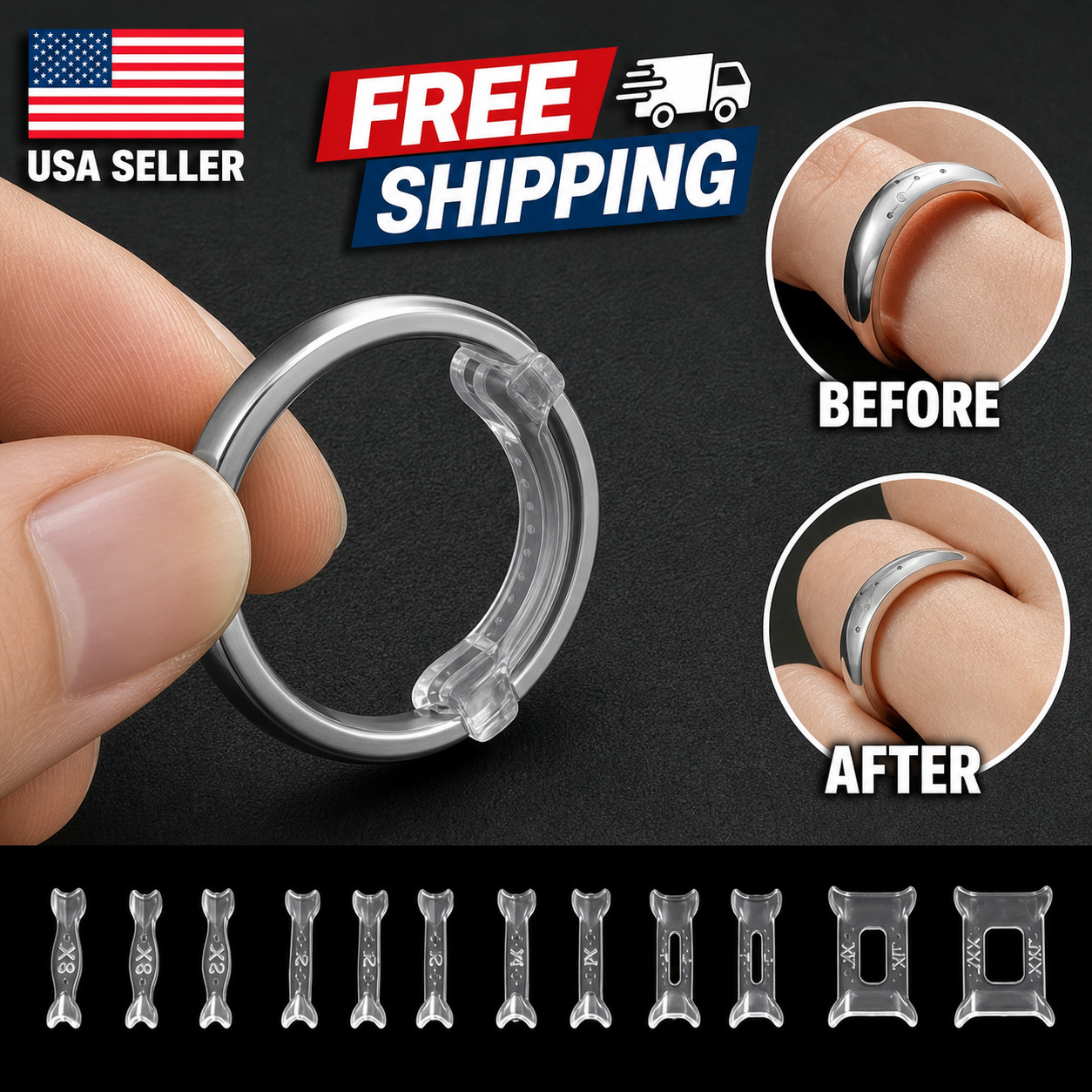 12PCS Clear Ring Size Adjuster Invisible Ring Sizer Guard for Loose Rings